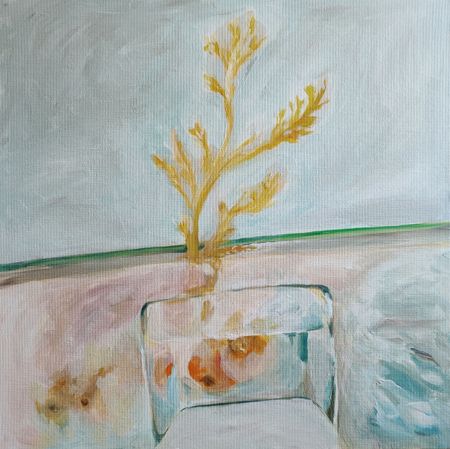 Женя Шарвина (Картина, живопись - 
                  40 x 40 см) Проросшая морковь в холодильнике №1