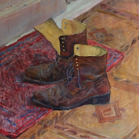 Саша Ярцева (Картина, живопись - 
                  80 x 80 см) Кожаные ботинки