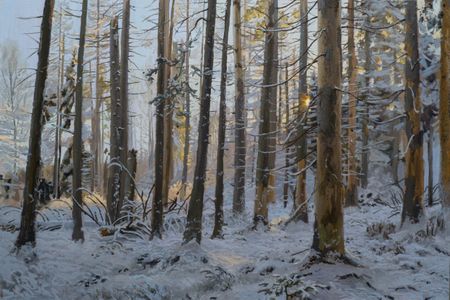 Михаил Псюрников (Авторская графика - 
                  39 x 29 см) Первый снег