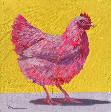 Светлана Евсеева (Картина, живопись - 
                  40 x 40 см) Розовый на желтом