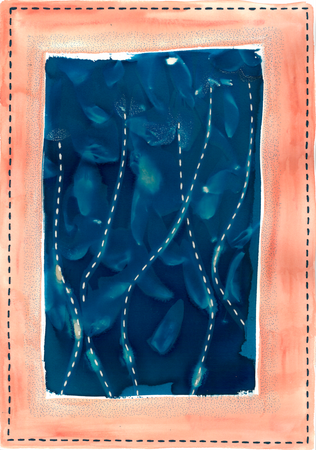 Ольга Ширяева (Авторская графика - 
                  29.5 x 41.8 см) Синие тюльпаны №2