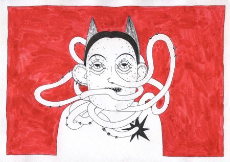 Оля Душкина (Авторская графика - 
                  29.7 x 21.0 см) Длинный нос чтоб совать его в далёкие дела