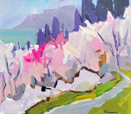 Олеся Лишаева (Картина, живопись - 
                  80 x 70 см) Весенний сад у моря