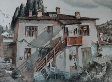 Дарья Салахова (Авторская графика - 
                  81 x 64 см) Дом