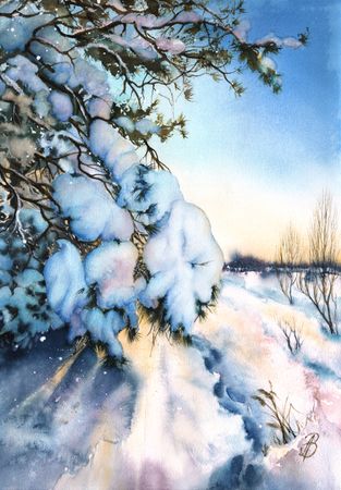 Алла Валежина (Авторская графика - 
                  38 x 56 см) За городом