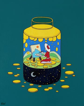 Екатерина Николаева (Картина, живопись - 
                  40 x 50 см) В банке