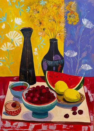Елена Полищук (Картина, живопись - 
                  50 x 70 см) Арбуз и вишневое варенье