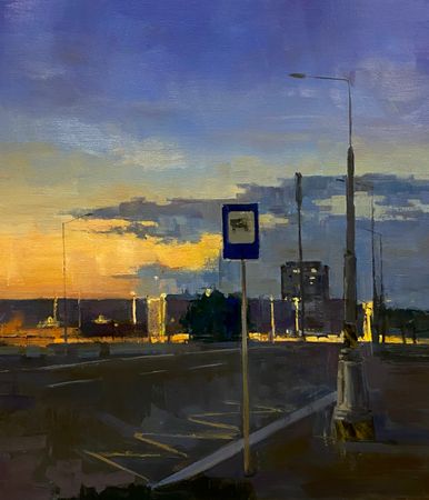 Вячеслав Кривцов (Картина, живопись - 
                  60 x 70 см) Вечерние огни