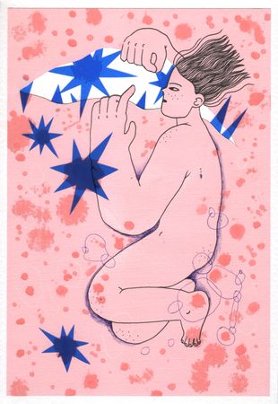 Оля Душкина (Авторская графика - 
                  21 x 29.7 см) Из звёздных карманов всё сыпятся, и сыпятся, и сыпятся