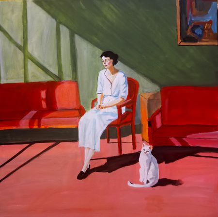 Ольга Чужакова (Картина, живопись - 
                  60 x 60 см) Белый кот