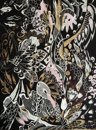 Ирина Шумская (Авторская графика - 
                  50 x 70 см) Золотые сны