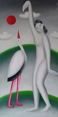 Саша Катинаускиене (Картина, живопись - 
                  30 x 60 см) Танец с аистом