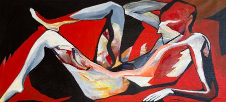 Валерий Вачегин (Картина, живопись - 
                  82 x 37 см) Лежащий