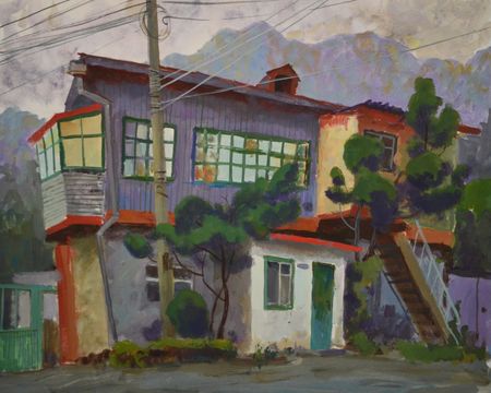 Анастасия Крушельницкая (Авторская графика - 
                  50 x 40 см) Крымский домик после дождя