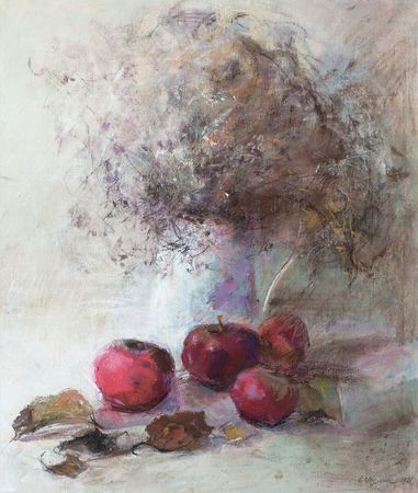 Oксана Шульга (Авторская графика - 
                  66 x 77 см) Дачные яблоки