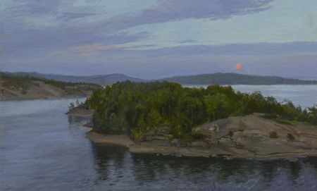 Михаил Псюрников (Авторская графика - 
                  25 x 15 см) Восход луны