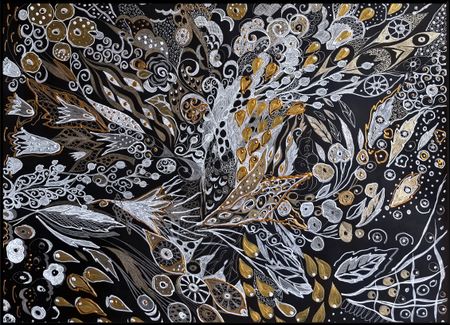 Ирина Шумская (Авторская графика - 
                  70 x 50 см) Золотой орнамент ночи