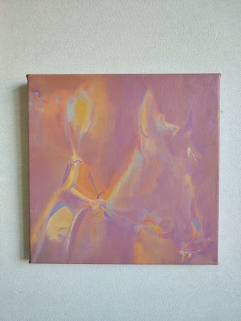 Надежда Прадес (Картина, живопись - 
                  30 x 30 см) Конь и луна