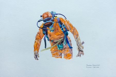 Александр и Светлана Рощенко (Авторская графика - 
                  30 x 21 см) Спасатель