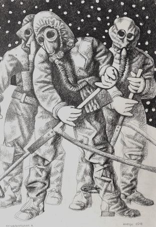 Василий Крушельницкий (Авторская графика - 
                  70 x 90 см) Жнецы