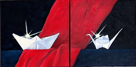 Ксения Карих (Картина, живопись - 
                  40 x 20 см) Диптих "Оригами"