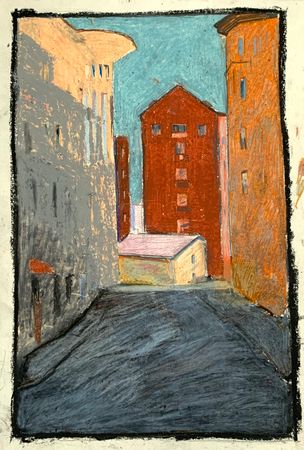 Елизавета Тульчинская (Авторская графика - 
                  18 x 27 см) Московская улица