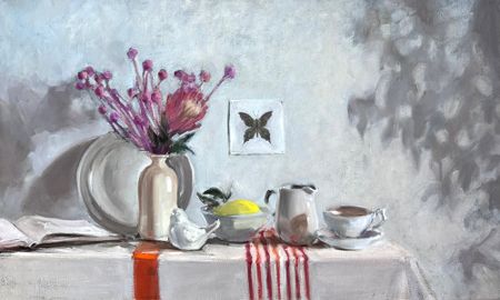 Екатерина Феоктистова (Картина, живопись - 
                  100 x 60 см) Натюрморт с белой птичкой