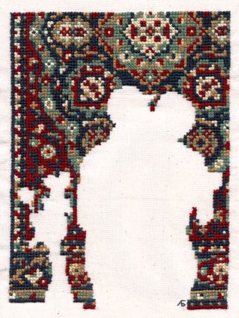 Елена Быстрай (Вышивка - 
                  18 x 25 см) Ковер, нечаянный свидетель праздничных семейных вечеров. N7