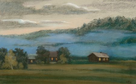 Александра Ларионова (Авторская графика - 
                  47 x 29 см) Голубой туман