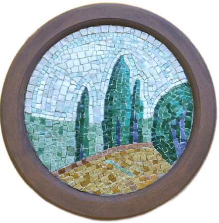 Александра Егорова (Объект - 
                  30 x 30 см) Пейзаж с кипарисами