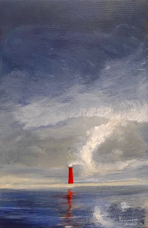 Андрей Алексеенко (Авторская графика - 
                  40 x 60 см) Кто-то на маяке