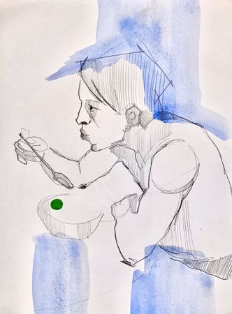 Ксения Васильева (Авторская графика - 
                  21 x 29.5 см) Из серии "Точка касания"