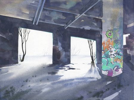 Ольга Безлепкина (Авторская графика - 
                  40 x 30 см) Стены 8