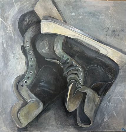 Мария Буртова (Картина, живопись - 
                  95 x 92 см) Коньки-ветераны