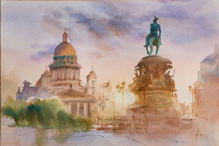 Ольга Дейн (Авторская графика - 
                  56 x 38 см) Питерское лето. Вечер