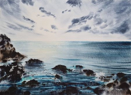 Светлана Юматова (Авторская графика - 
                  37 x 27 см) Каменный берег