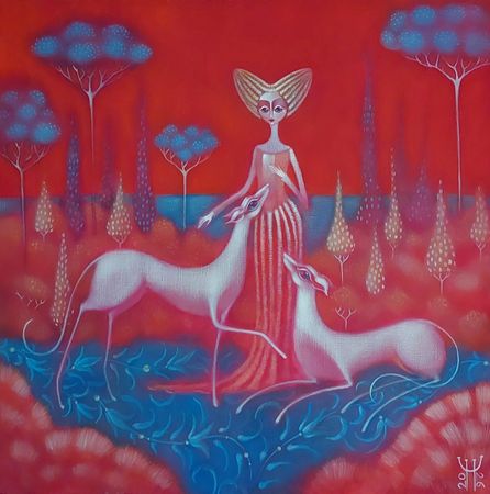 Наталья Чайковская (Картина, живопись - 
                  60 x 60 см) На берегу меня ждут ангелы
