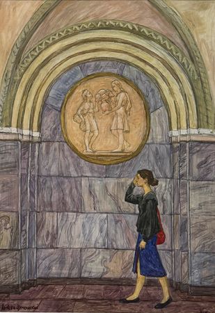 Алексей Щемелинский (Авторская графика - 
                  60 x 78 см) Метро Парк культуры