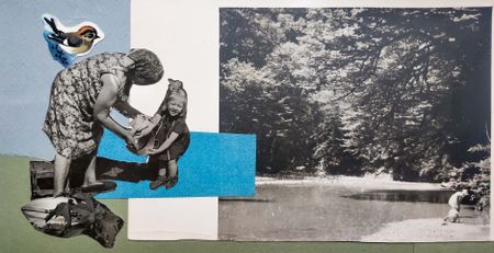 Валерия Финина (Коллаж / ассамбляж - 
                  24.5 x 13 см) Сказка 1 - Сказка о счастливом детстве