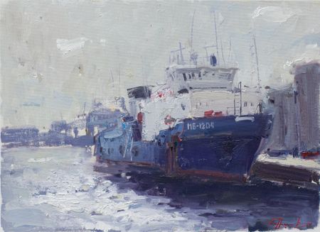 Евгений Бурцев (Авторская графика - 
                  40 x 30 см) Этюд в СПб. На набережной