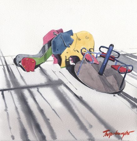 Ирина Петровская (Авторская графика - 
                  30 x 30 см) Тени во дворе