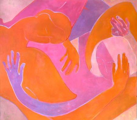 Екатерина Богданкова (Картина, живопись - 
                  170 x 150 см) Вдвоем. Оранжевый и сиреневый
