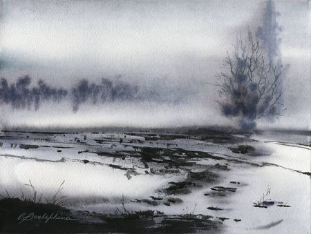 Ольга Безлепкина (Авторская графика - 
                  50 x 40 см) Поле