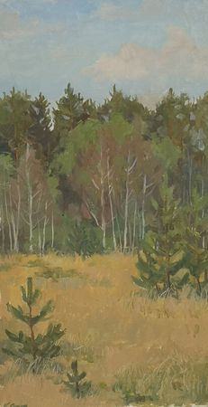 Елена Санина (Картина, живопись - 
                  25 x 46 см) Лес