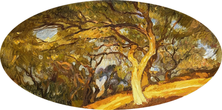 Алексей Кротов (Картина, живопись - 
                  60 x 30 см) Солнце в оливковой роще на острове Корфу