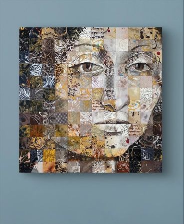 Юлия Ким (Коллаж / ассамбляж - 
                  60 x 60 см) Фрагмент старинной картины