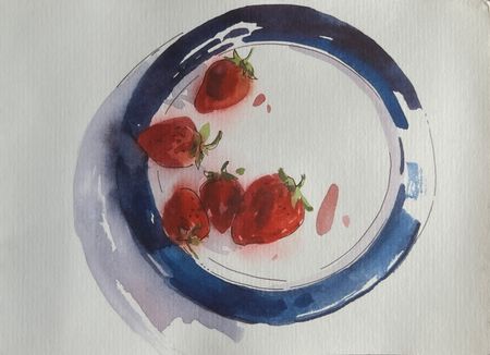 Valentine Solonski (Авторская графика - 
                  19.5 x 14.5 см) Первая клубника