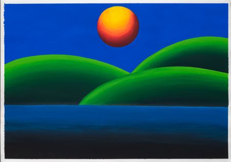 Олег Хвостов (Авторская графика - 
                  57.5 x 40 см) Пейзаж (остров)