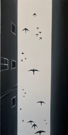 Ольга Шанина (Картина, живопись - 
                  50 x 100 см) No.5 Free fly. Серия работ "T I M E F L I E S"