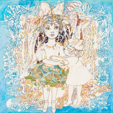 Александра Бадашкеева (Графика цифровая (принты) - 
                  40 x 40 см) Без названия (из серии “Кудряшки и Котики”)